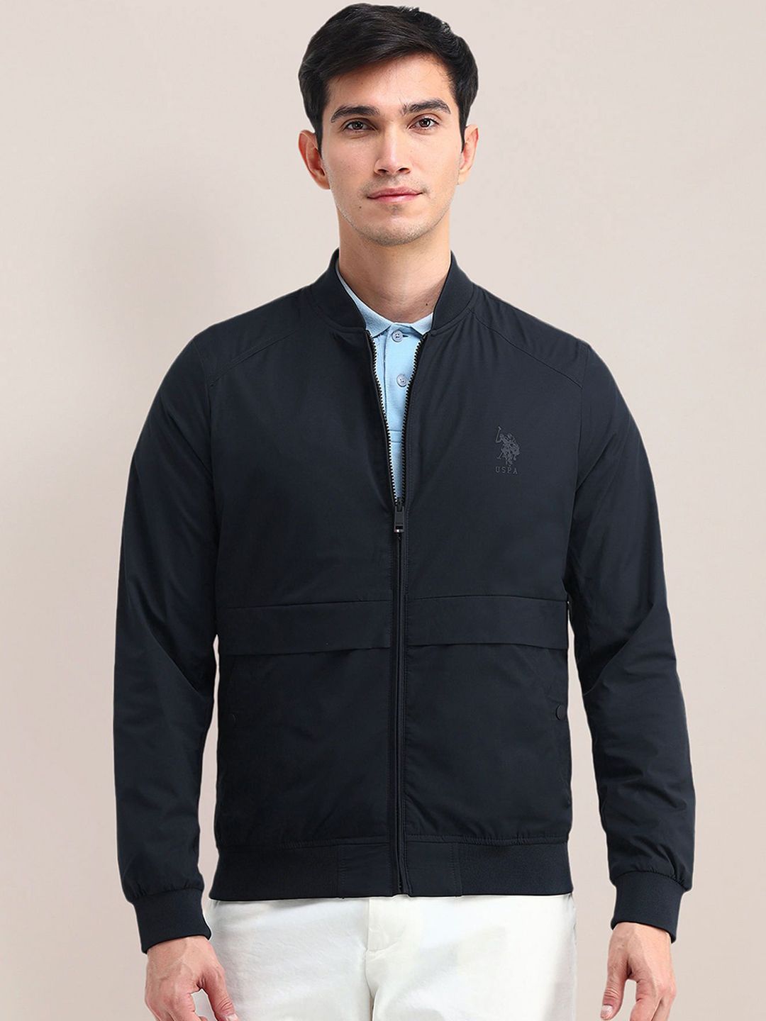 U.S. Polo Assn. Men Stand Collar Solid Casual Bomber Jacket-picture-34