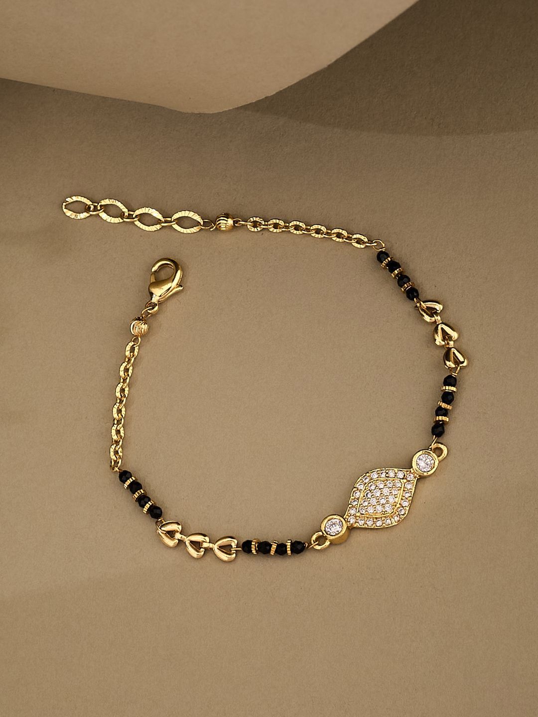 ATIBELLE Gold-Plated Cubic Zirconia Hand Mangalsutra