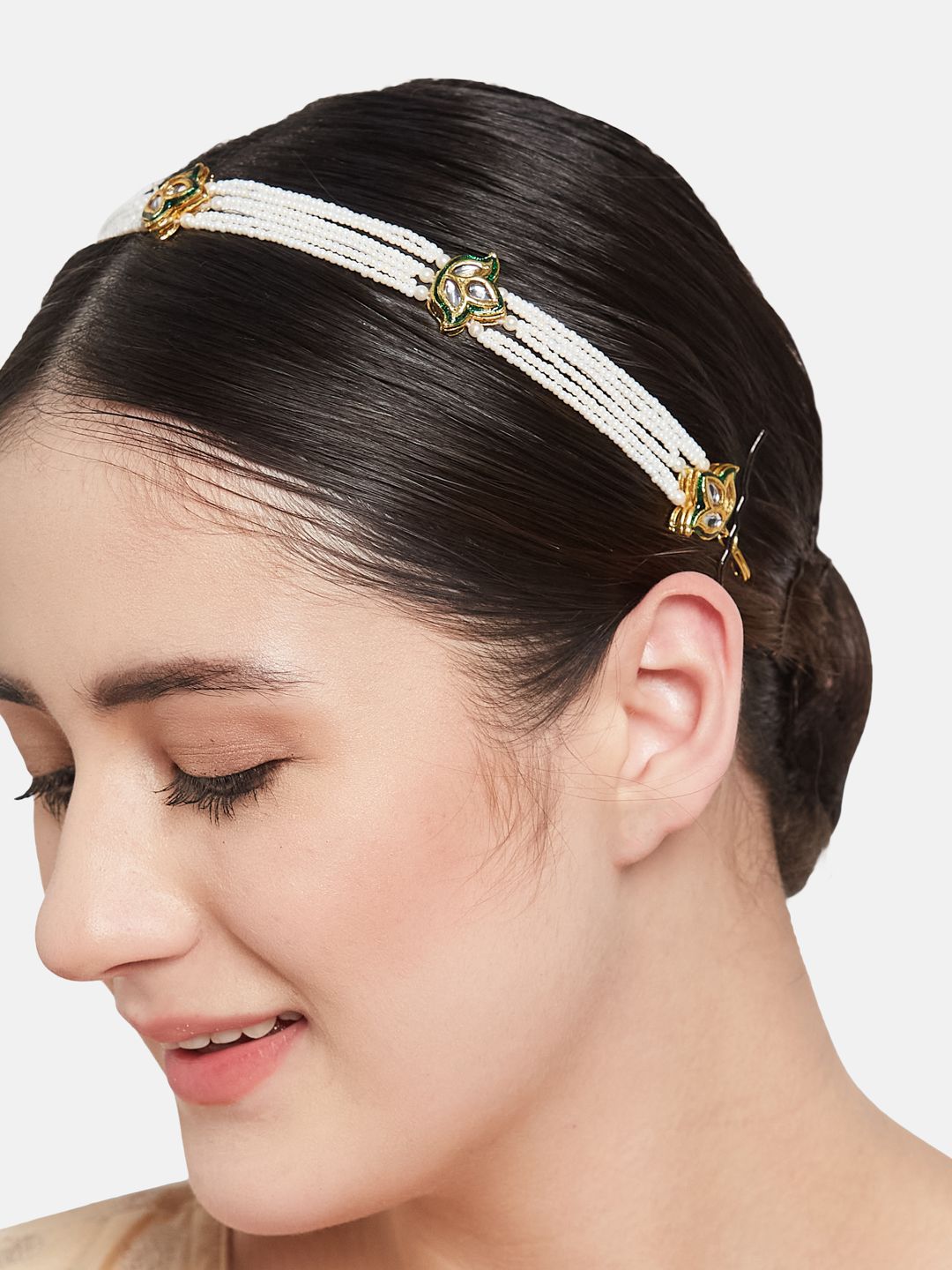 ATIBELLE Gold-Plated Kundan Studded Matha Patti