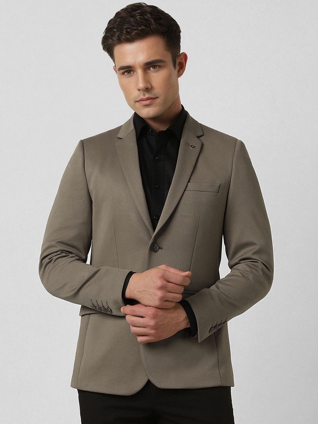 Van Heusen Notched Lapel Long Sleeves Slim-Fit Single Breasted Double Vent Formal Blazer-picture-34