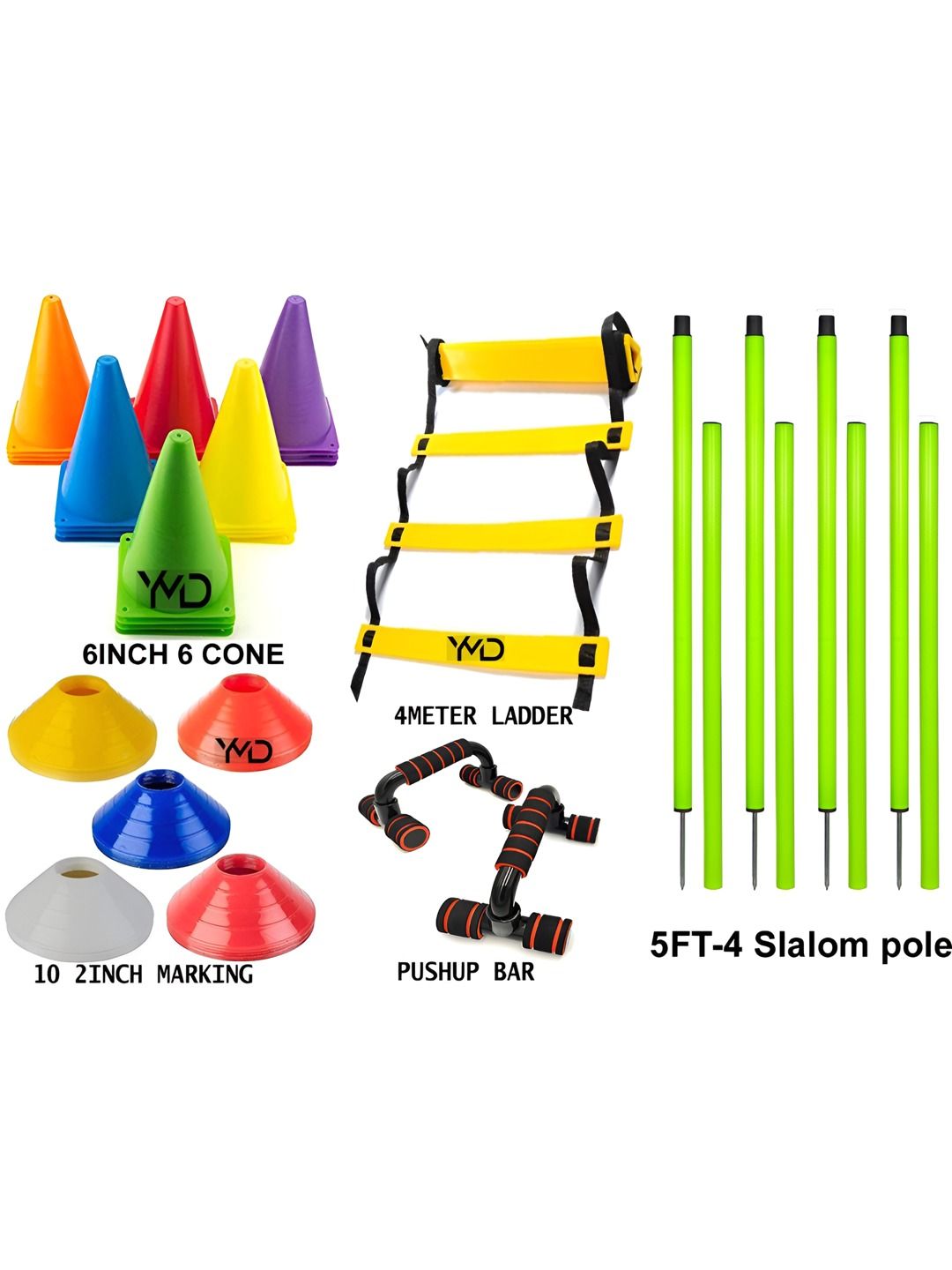 YMD 5Pcs Cone Ladder Marking Pushup Bar & Slalom Pole. Workout Accessories-picture-49