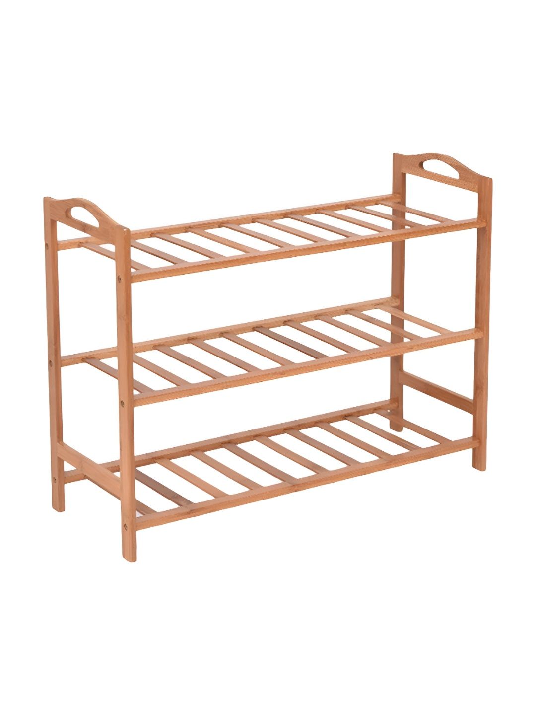 HOKIPO Brown Bamboo 3-Tier Shoe Rack-image-3