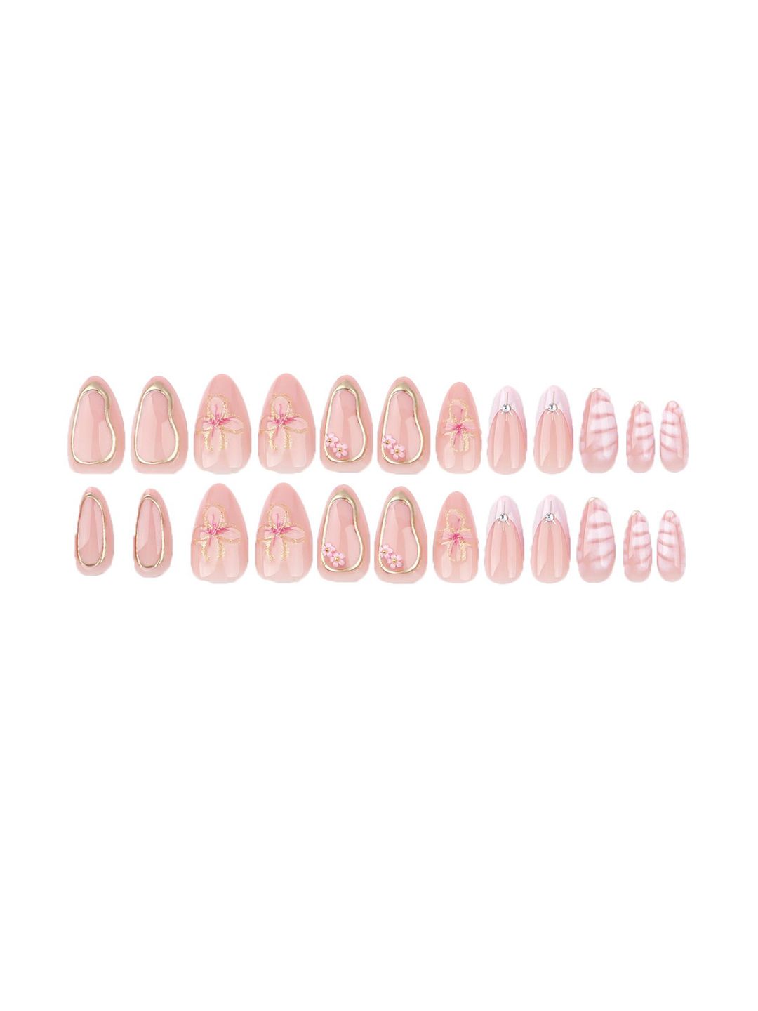 Secret Lives 24-Pcs Glossy With Flower Snake Art & 3D Pearls Nail Art-picture-13