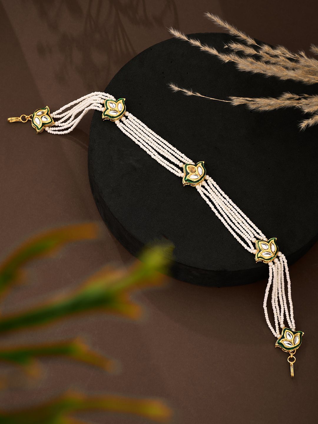 ATIBELLE Gold-Plated Kundan Studded Matha Patti
