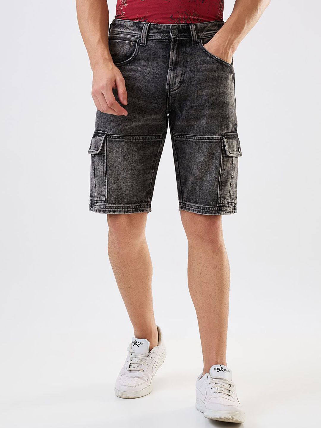 SPYKAR Men Washed Regular Fit Cotton Denim Shorts-image-20