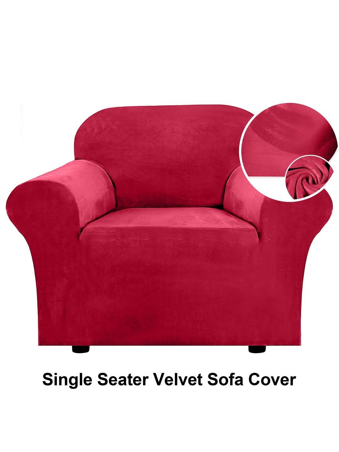 Cortina RedVelvet SingleSeaterSofa Cover With Arms-picture-34