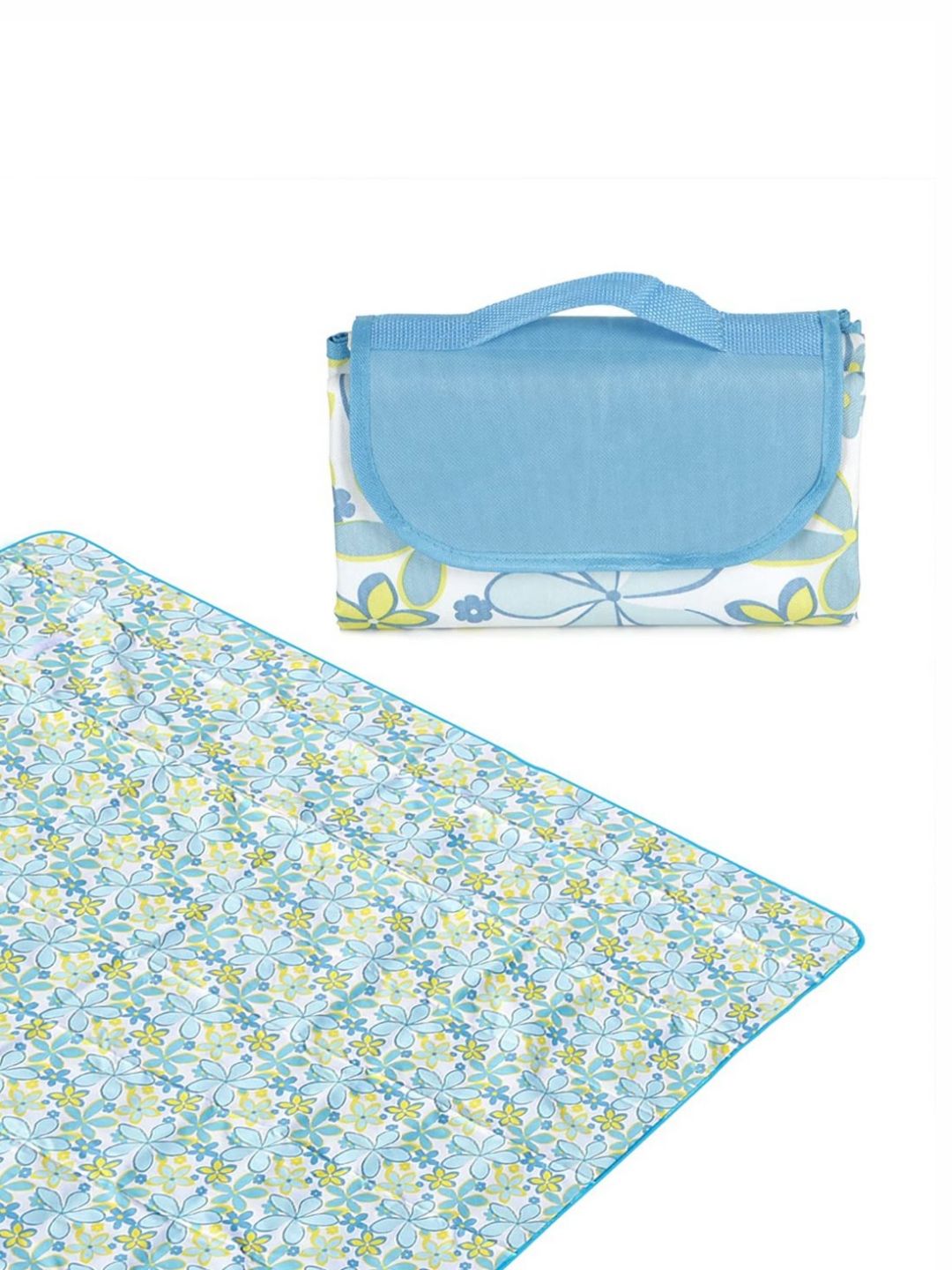 HOKIPO Blue & Yellow Floral Printed Waterproof & Sand Proof Foldable Picnic Mat Blanket-image-31