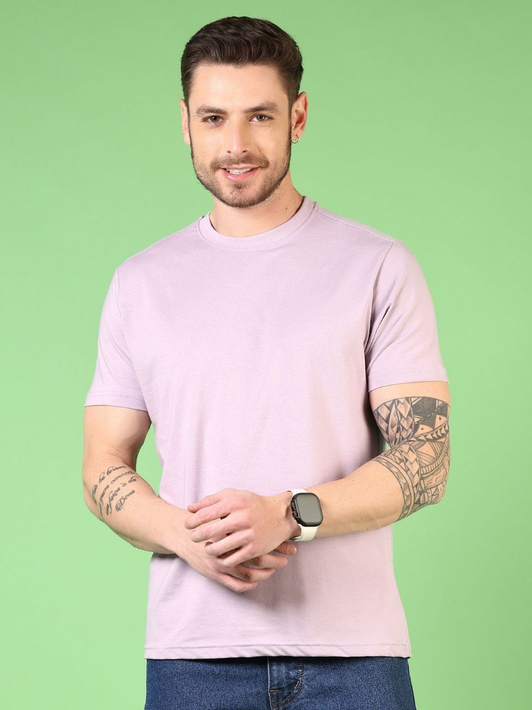V-Mart Men Solid Round Neck Cotton T-shirt-picture-31