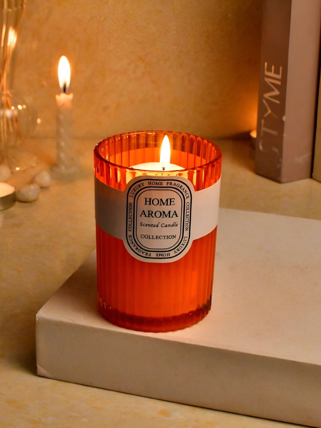 Myntra Elegant Homes Orange & White 1 pieces Jar Candle-picture-48