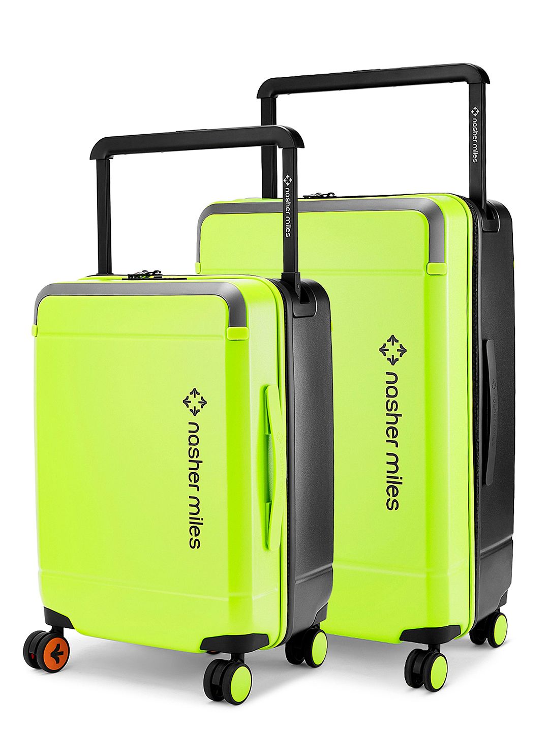 Nasher Miles Oslo Polycarbonate Set of 2 S/M Neon Green Grey Trolley Bags 55 & 66 cm-image-24
