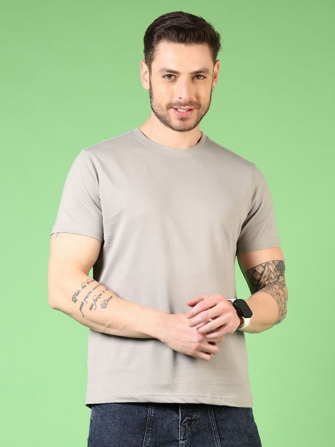 V-Mart Men Solid Round Neck Cotton T-shirt-picture-32