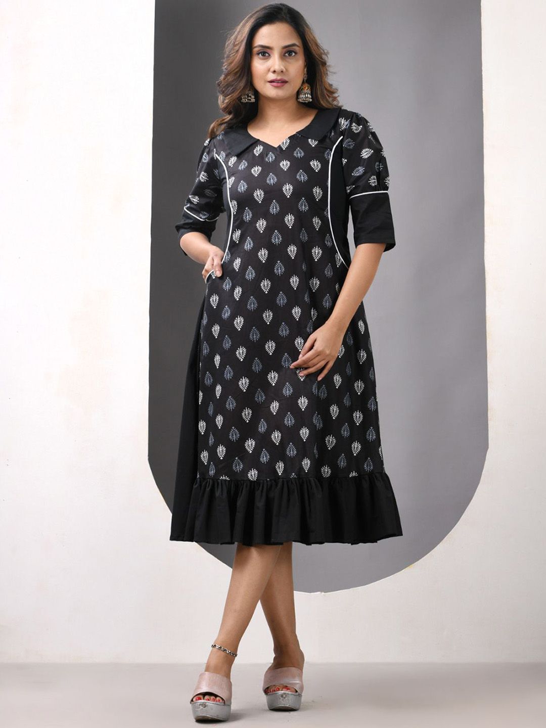 Charukriti Printed Cotton A-line Ethnic Dress-picture-41