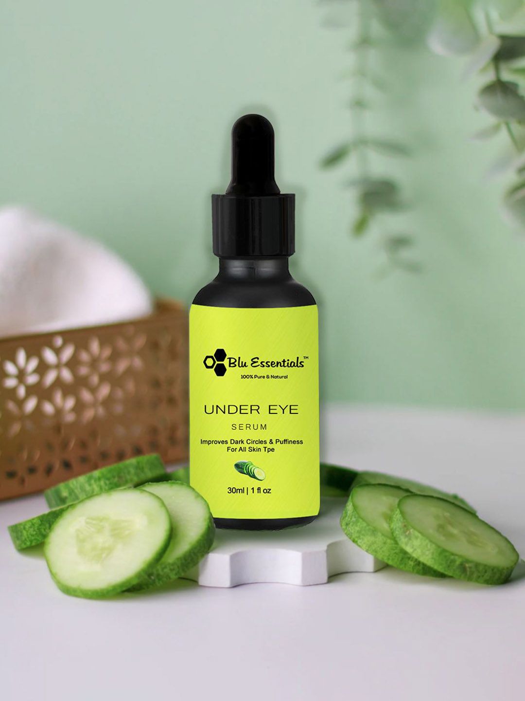 Blu Essentials Under Eye Serum For Dark Circles With Aloevera & Cucumber - 30 ml-image-24