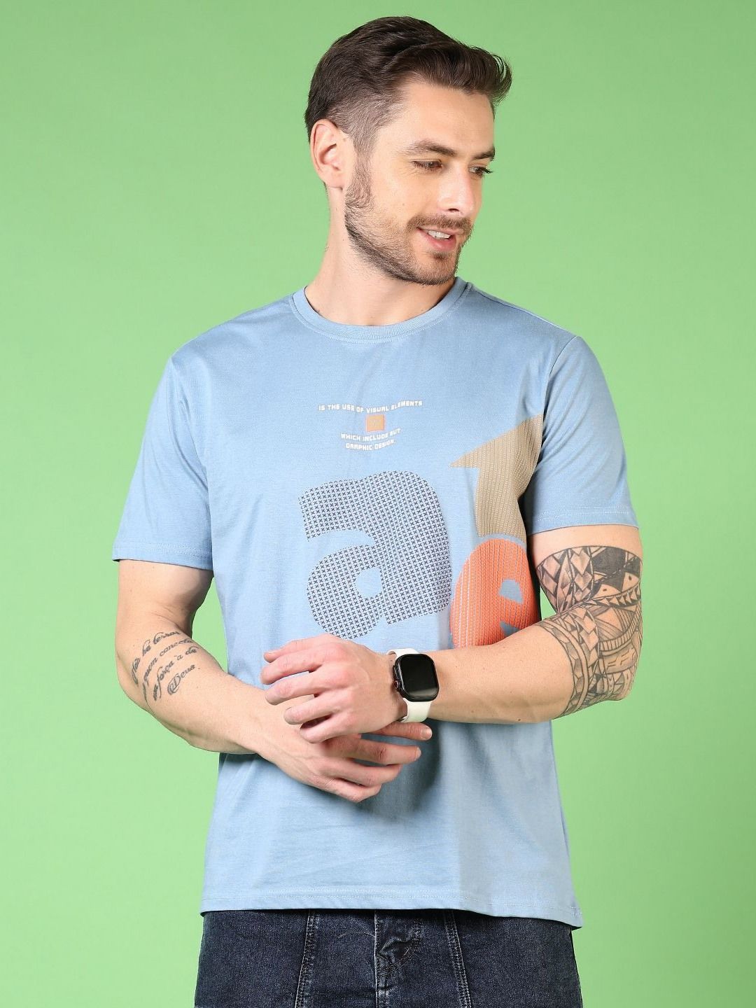 V-Mart Men Typography Printed Round Neck Cotton T-shirt-picture-41