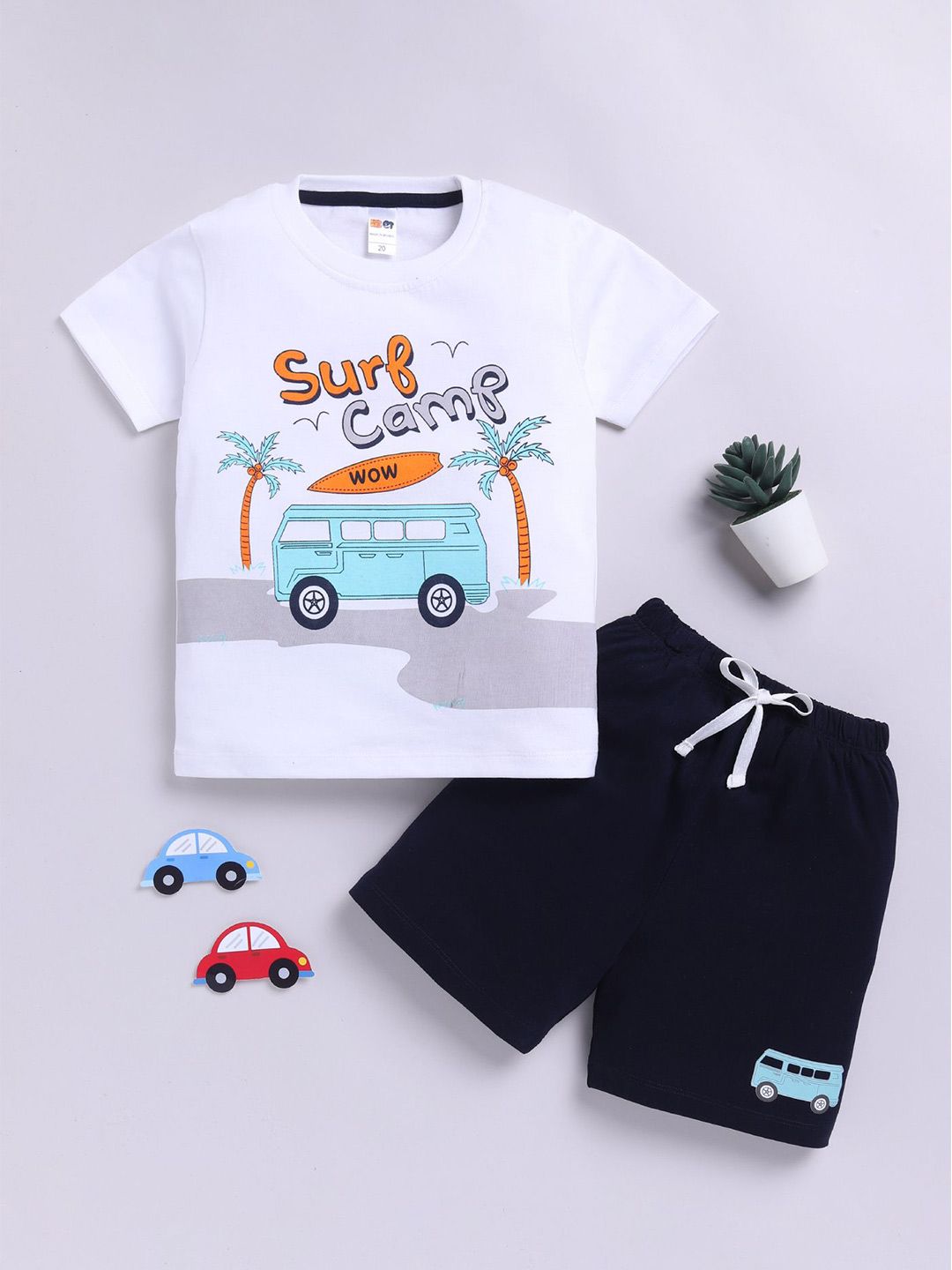 LITTLE NINJA Boys Printed Round Neck Pure Cotton T-Shirt With Shorts-picture-19