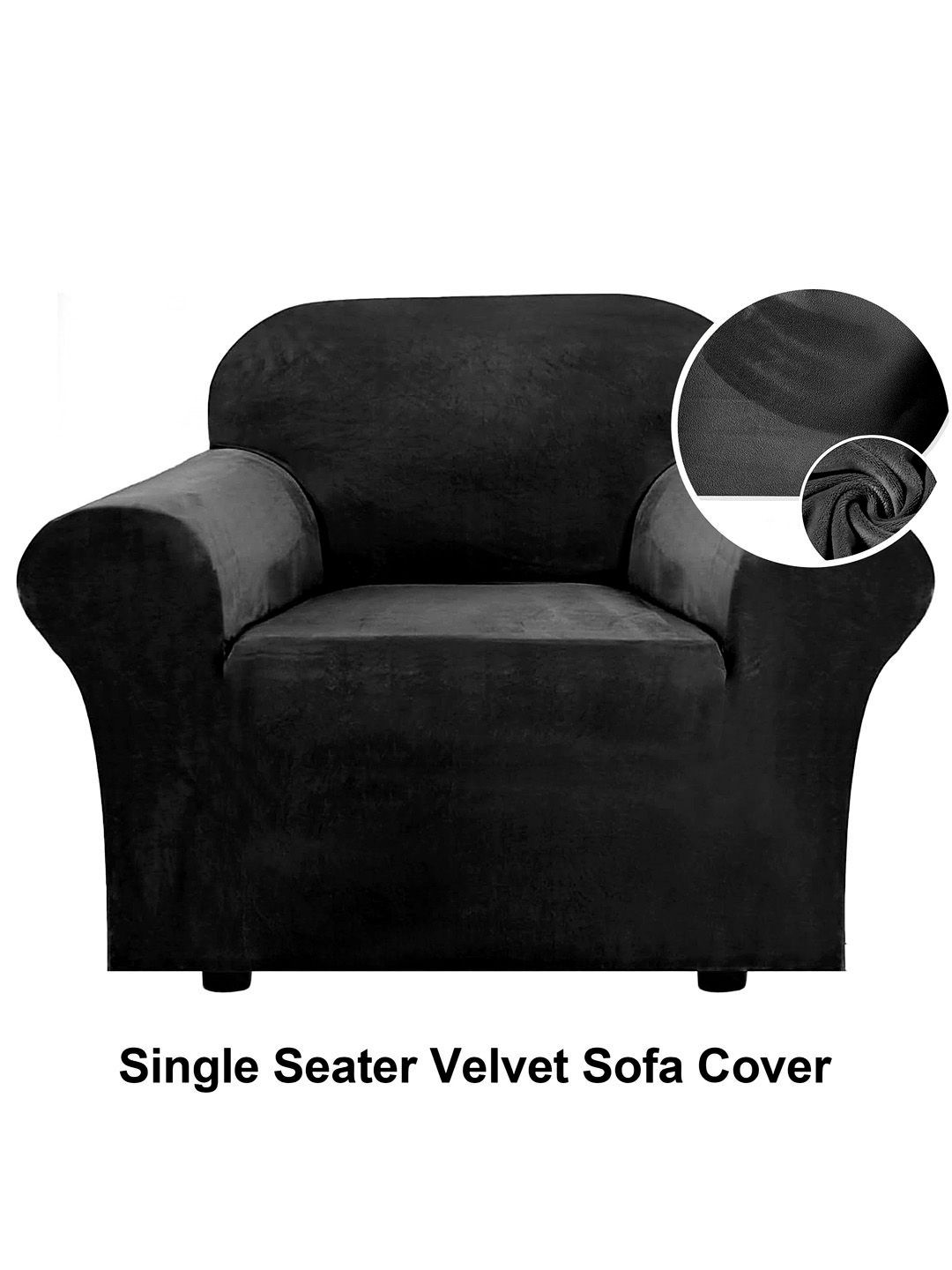 Cortina GreyVelvet SingleSeaterSofa Cover With Arms-image-15