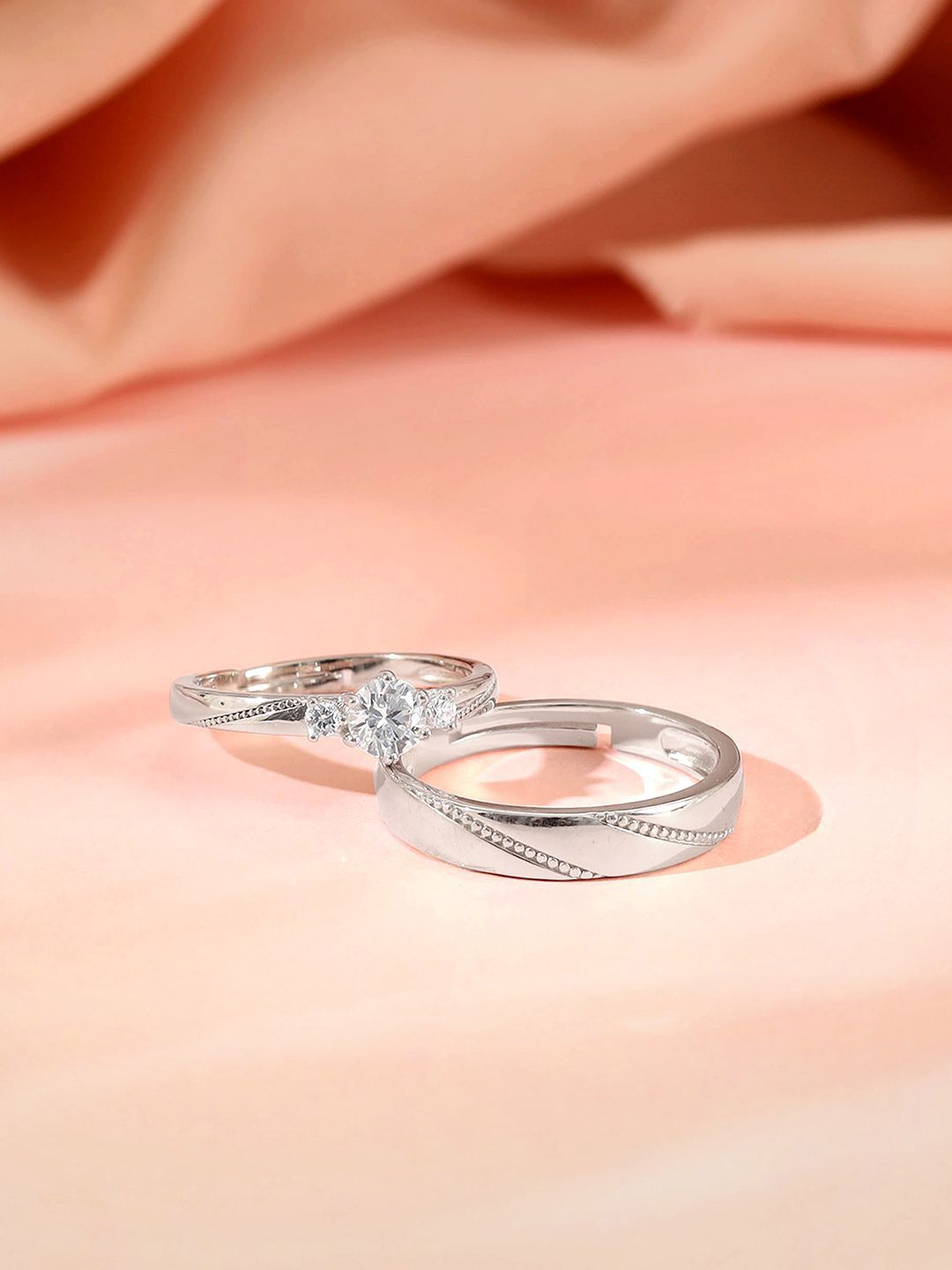GIVA Unisex Set of 2 Rhodium-Plated 925 Silver We Are Together Couple Finger Ring-image-22