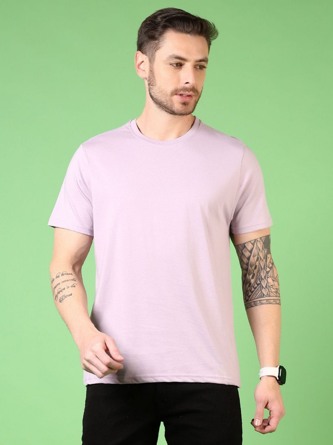 V-Mart Men Solid Round Neck Cotton T-shirt-picture-33