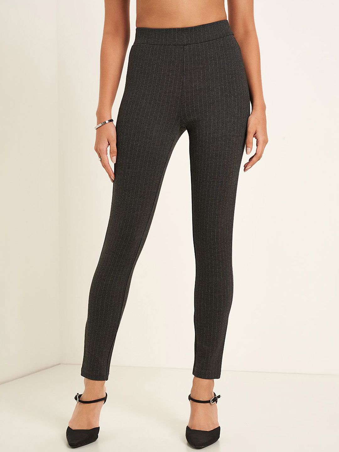 Annabelle by Pantaloons Women Striped Slim Fit Formal Trousers-picture-23