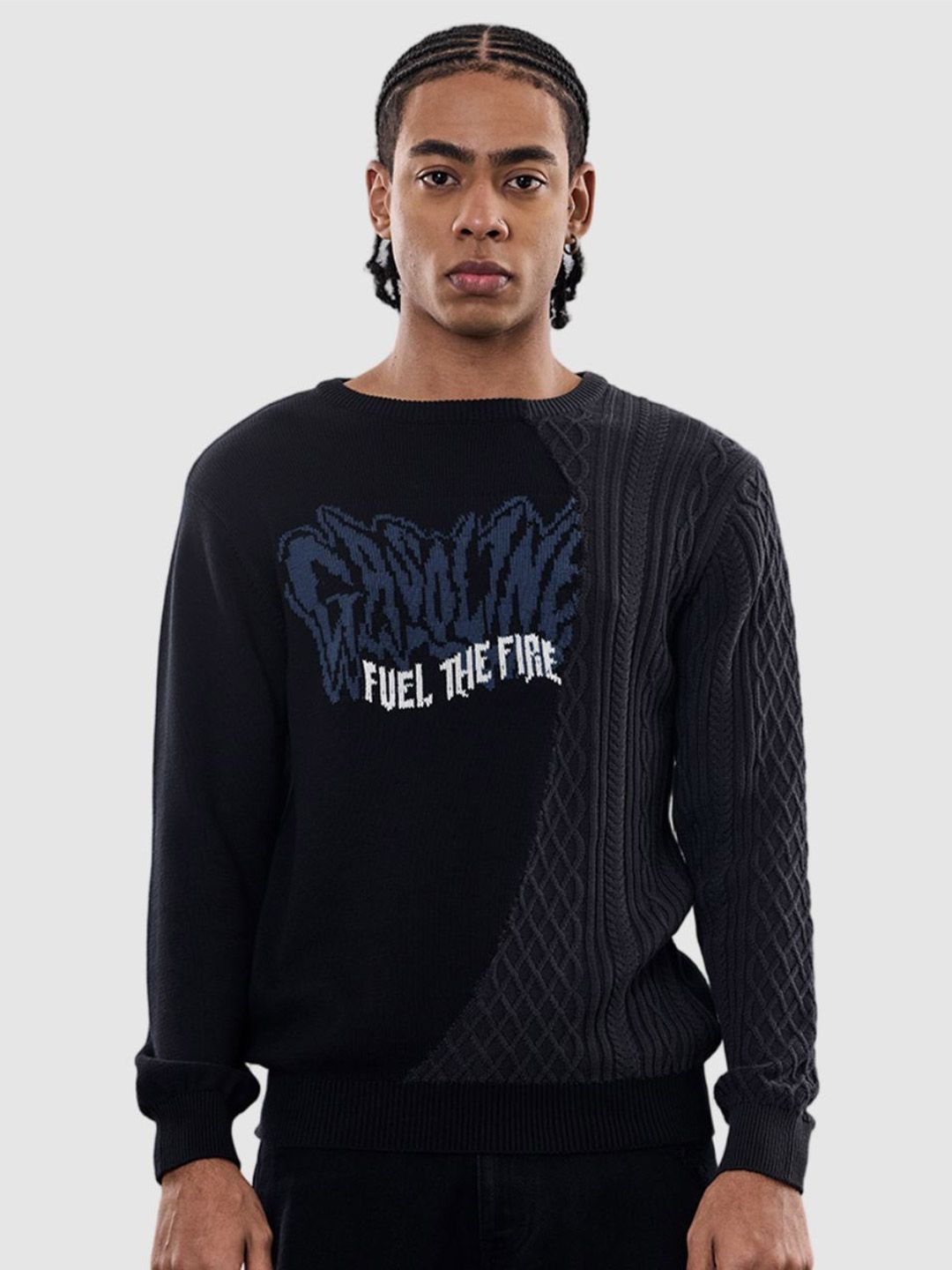 Snitch Men Black Printed Sweaters-picture-23