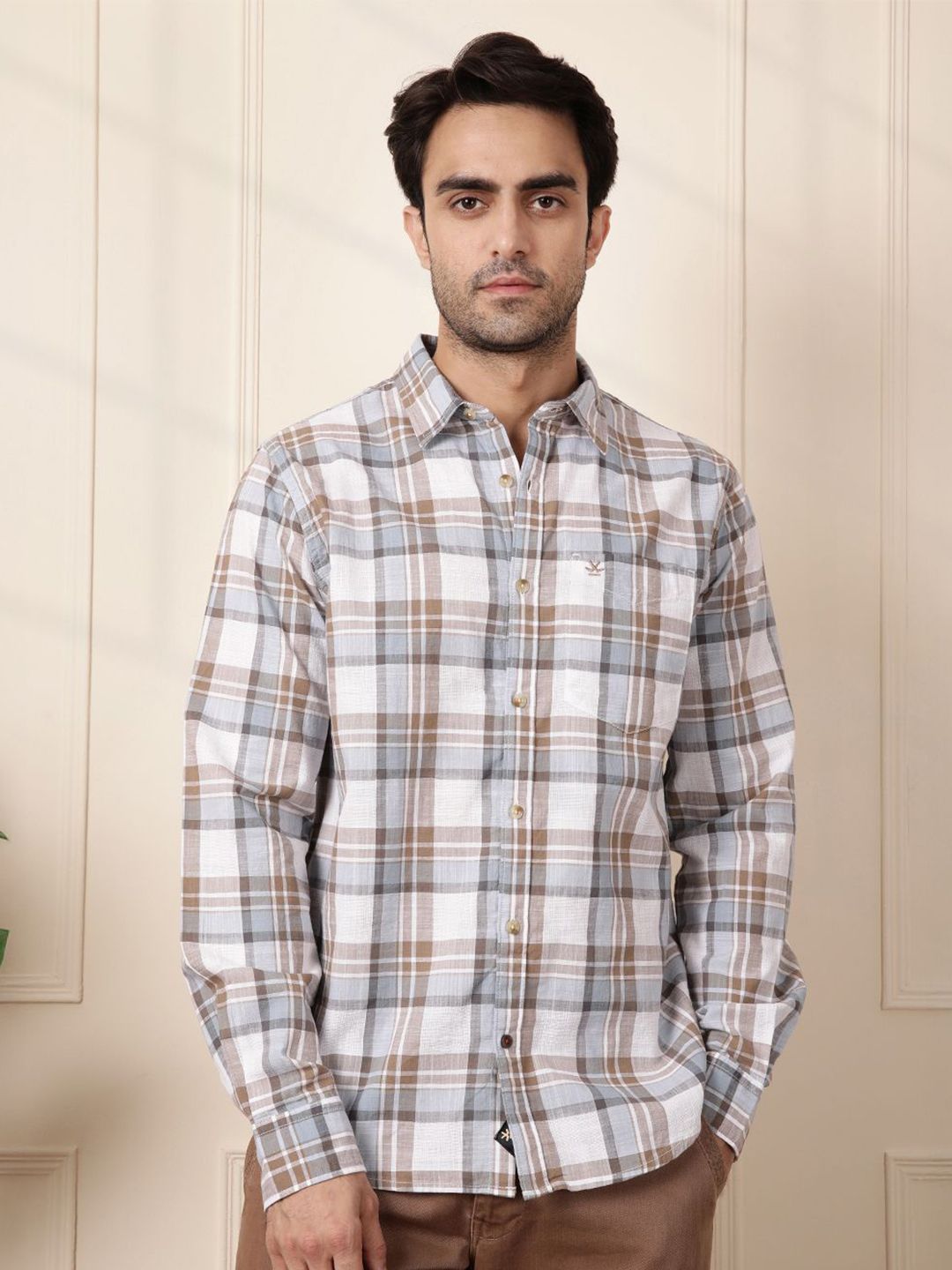 WROGN Men Comfort Slim Fit Tartan Checks Opaque Checked Casual Shirt-picture-12