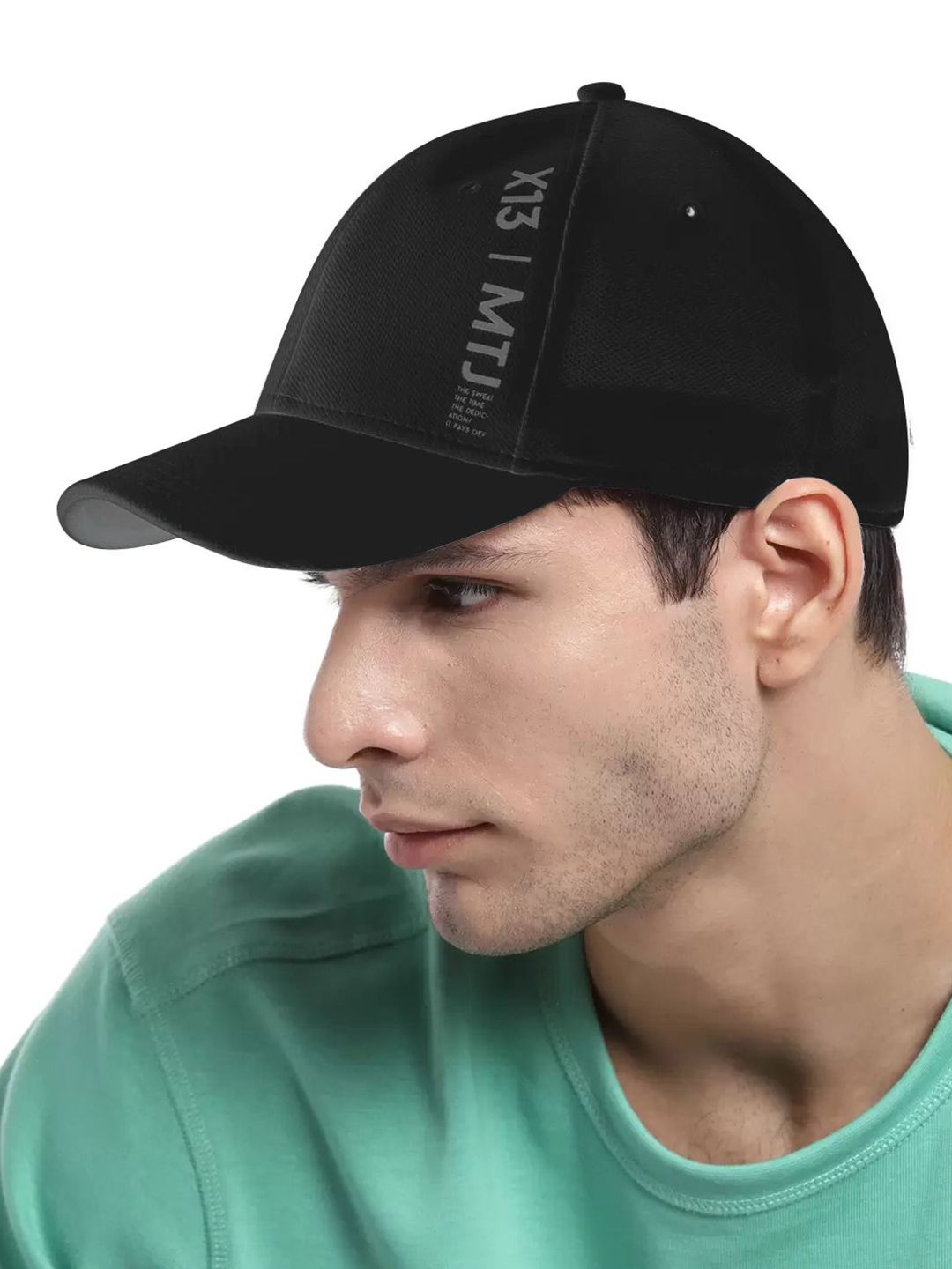 Men Black Solid Training UV Guard & Dry Fit Sweatband Cap-image-26