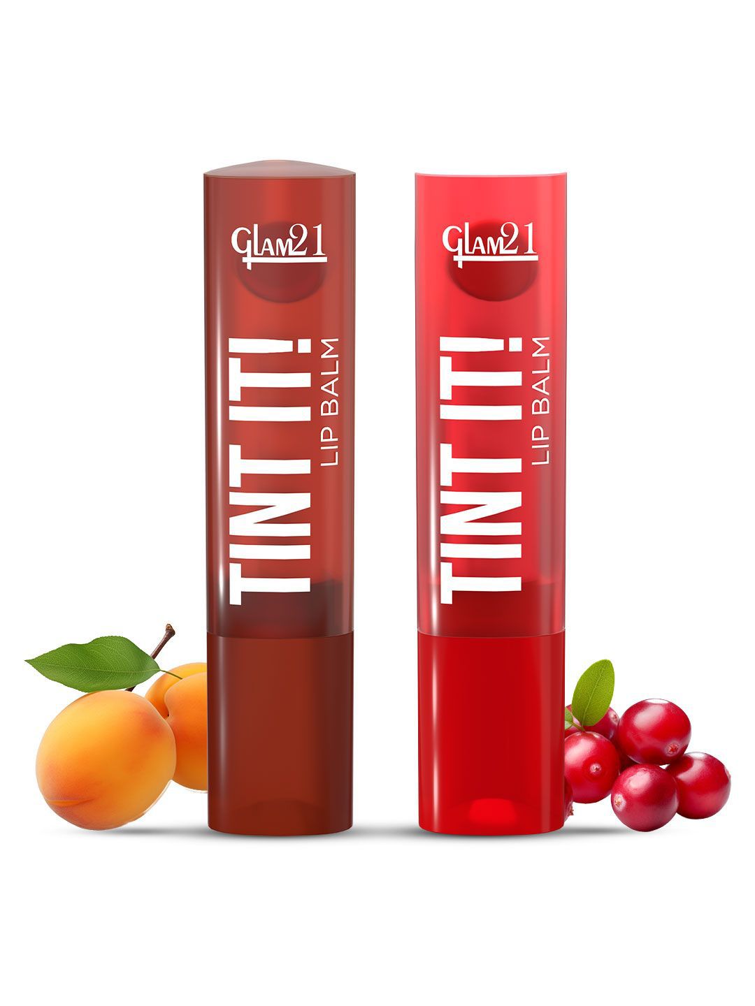 GLAM21 Set Of 2 Tint It Lip Balm With Vitamin-E -3.5 g Each- Apricot 04 & Cranberry 02-picture-23