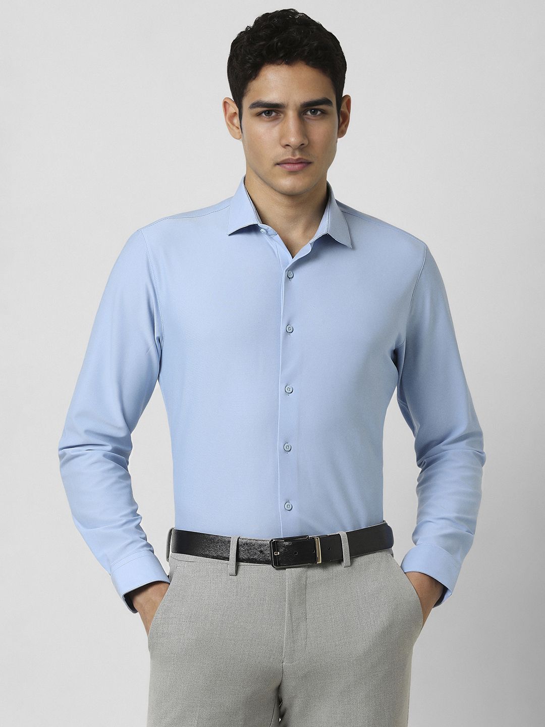 Van Heusen Men Slim Fit Spread Collar Solid Formal Shirt-picture-38