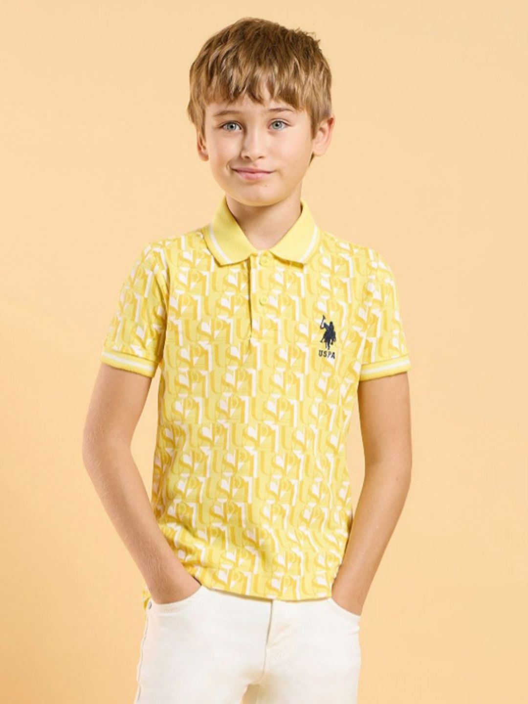 U.S. Polo Assn. Kids Boys Typography Printed Polo Collar Cotton T-shirt-picture-58