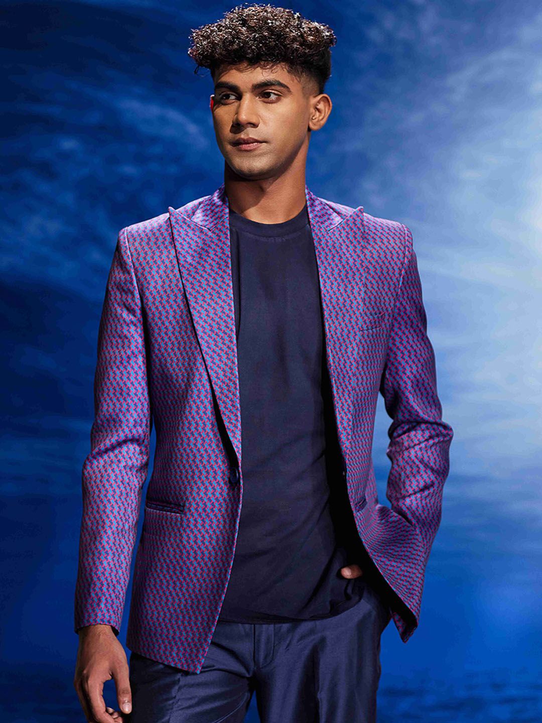Eleven Brothers Printed Single Breasted Blazer-picture-1