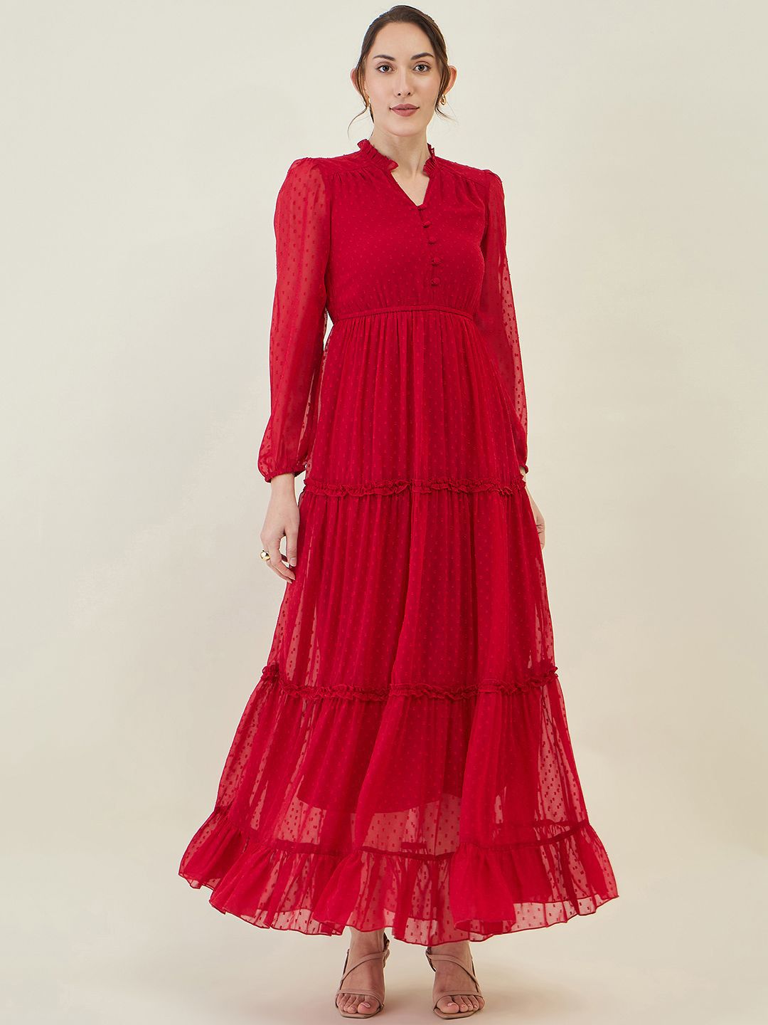 aayu Puff Sleeve Ruffles Georgette Maxi Dress-picture-42