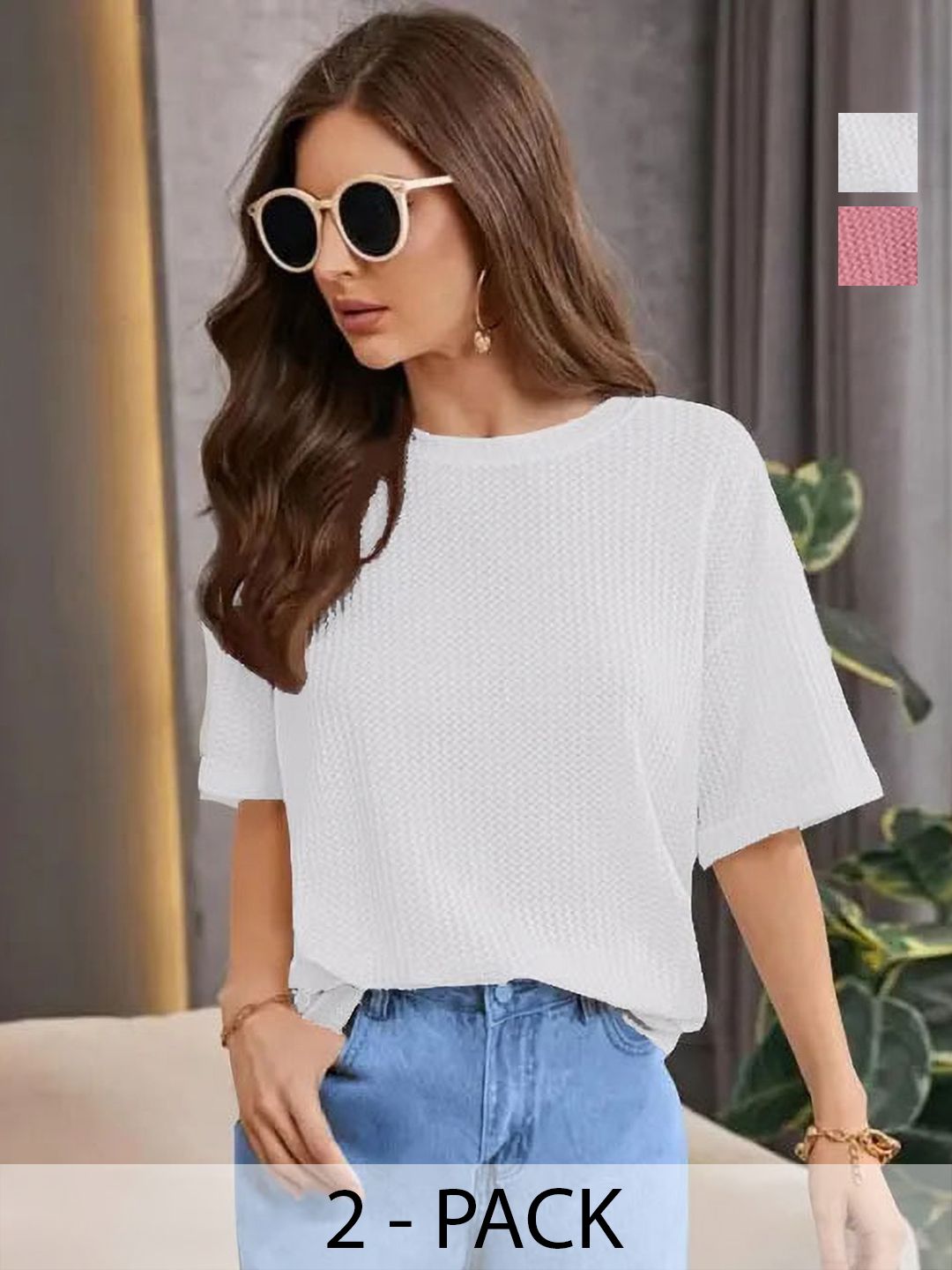 SRISARAS Women 2 V-Neck Pockets T-shirt-picture-19