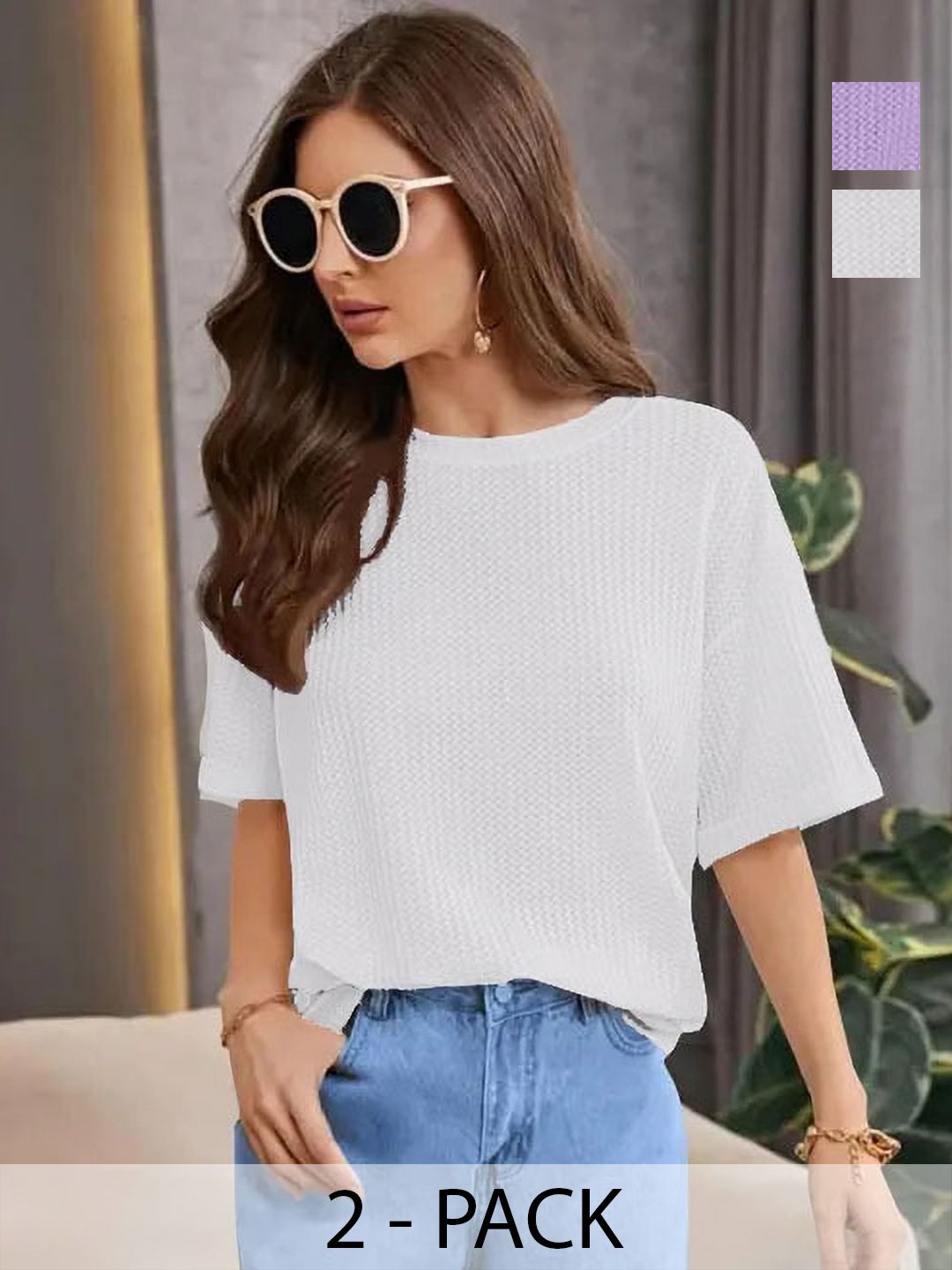 SRISARAS Women 2 V-Neck Pockets T-shirt-picture-22