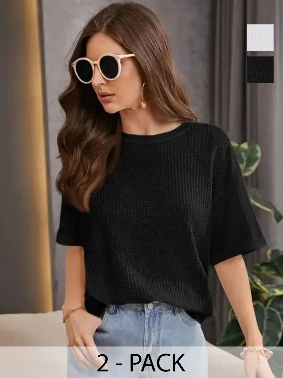 SRISARAS Women 2 Drop-Shoulder Sleeves Pockets T-shirt-picture-24