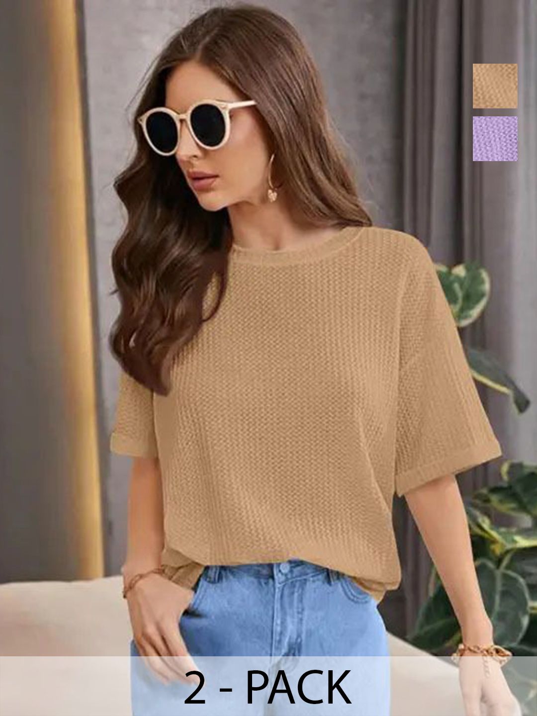 SRISARAS Women 2 V-Neck Pockets T-shirt-picture-20