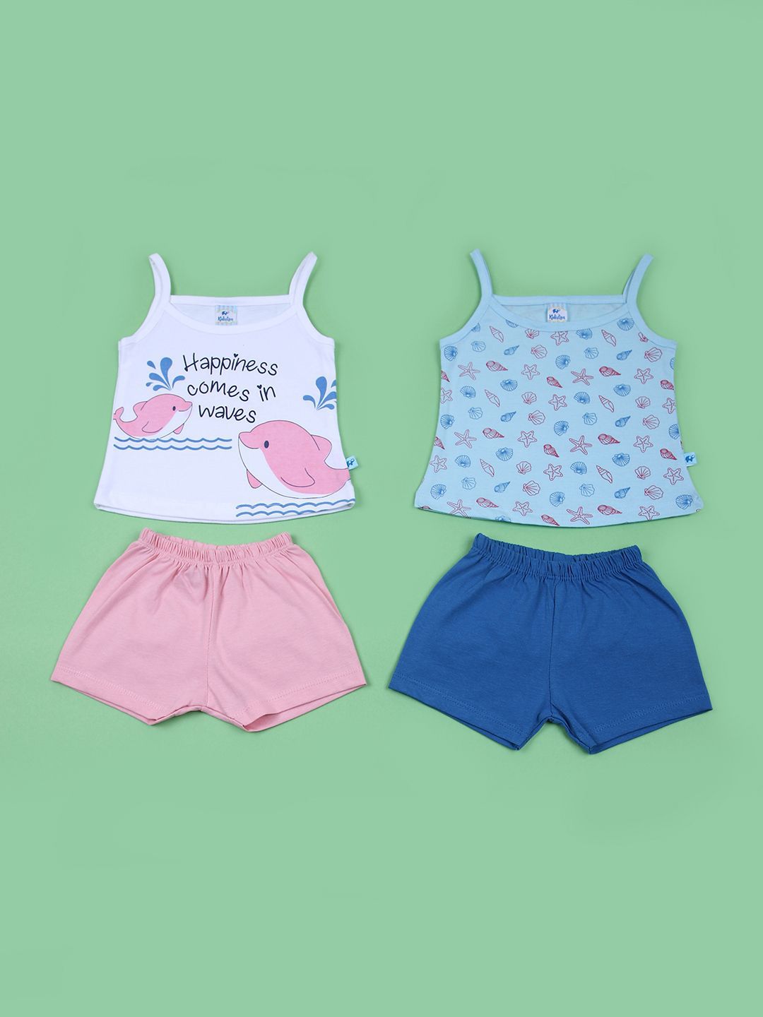 V-Mart Infants Pack of 2 Printed Round Neck Tops With Shorts-picture-36