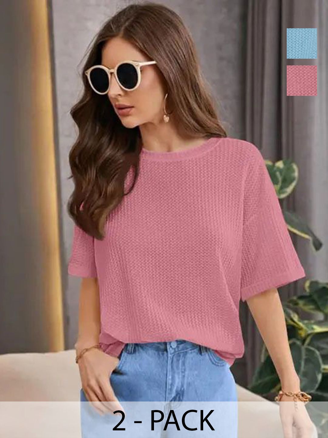 SRISARAS Women 2 V-Neck Pockets T-shirt-picture-18