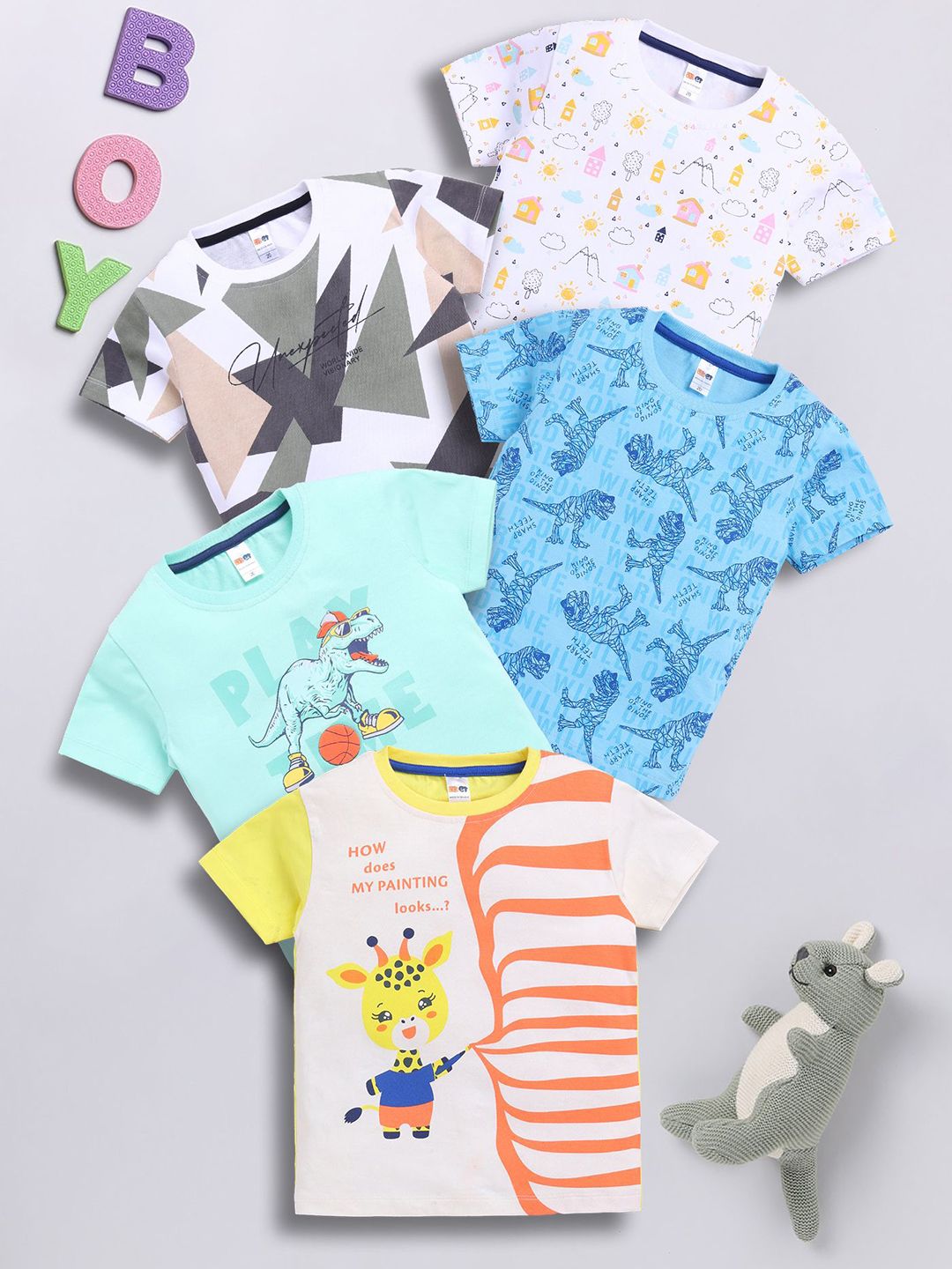 LITTLE NINJA Boys Printed Applique T-shirt-picture-13