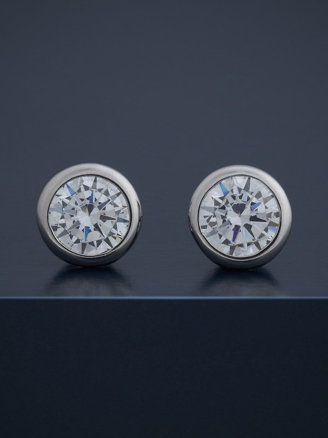 Kushal's Fashion Jewellery 92.5 Sterling Silver Rhodium-Plated Stone Studded Studs-picture-41