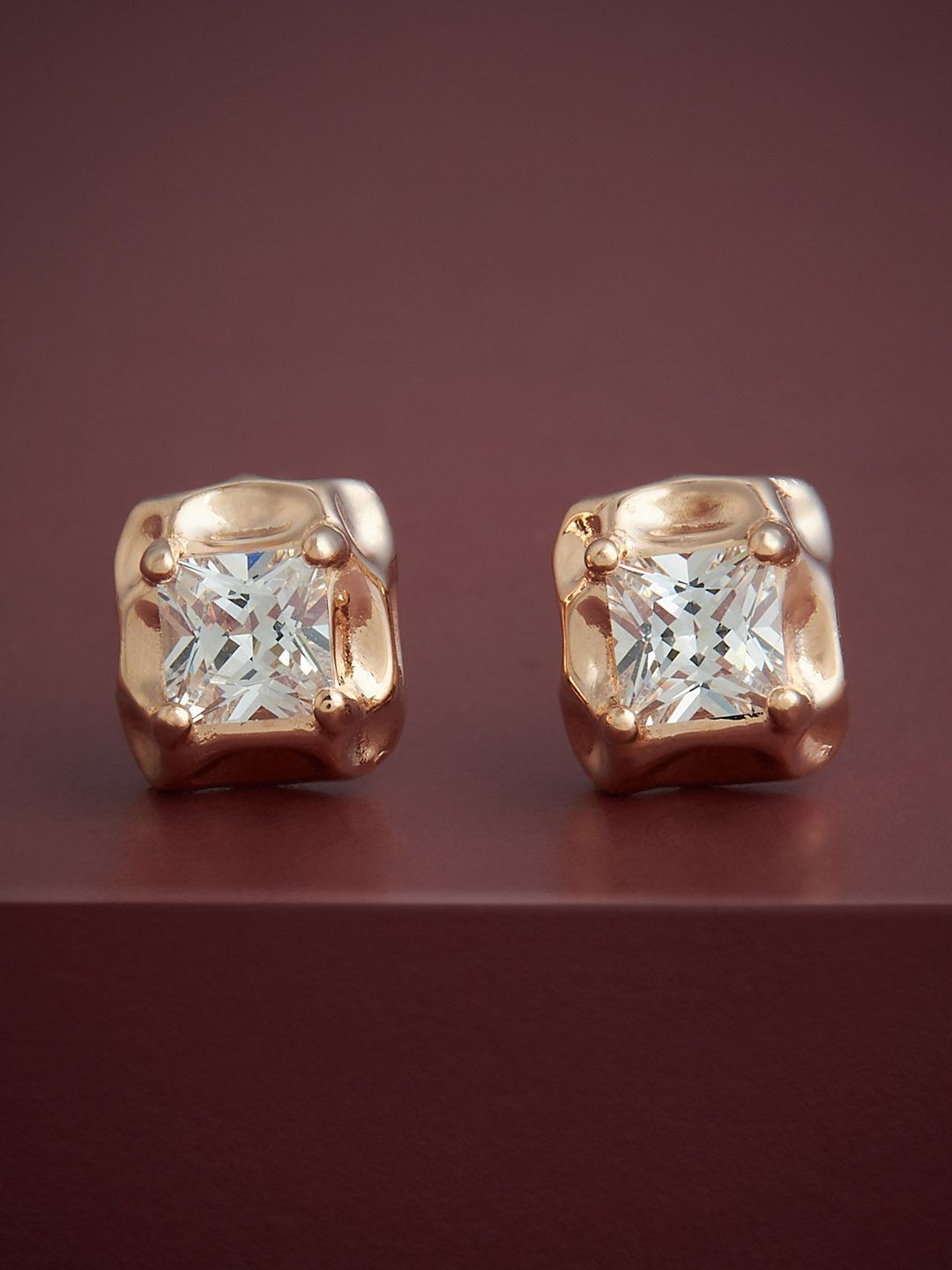 Kushal's Fashion Jewellery 92.5 Sterling Silver Rose Gold-Plated Classic Studs-picture-39