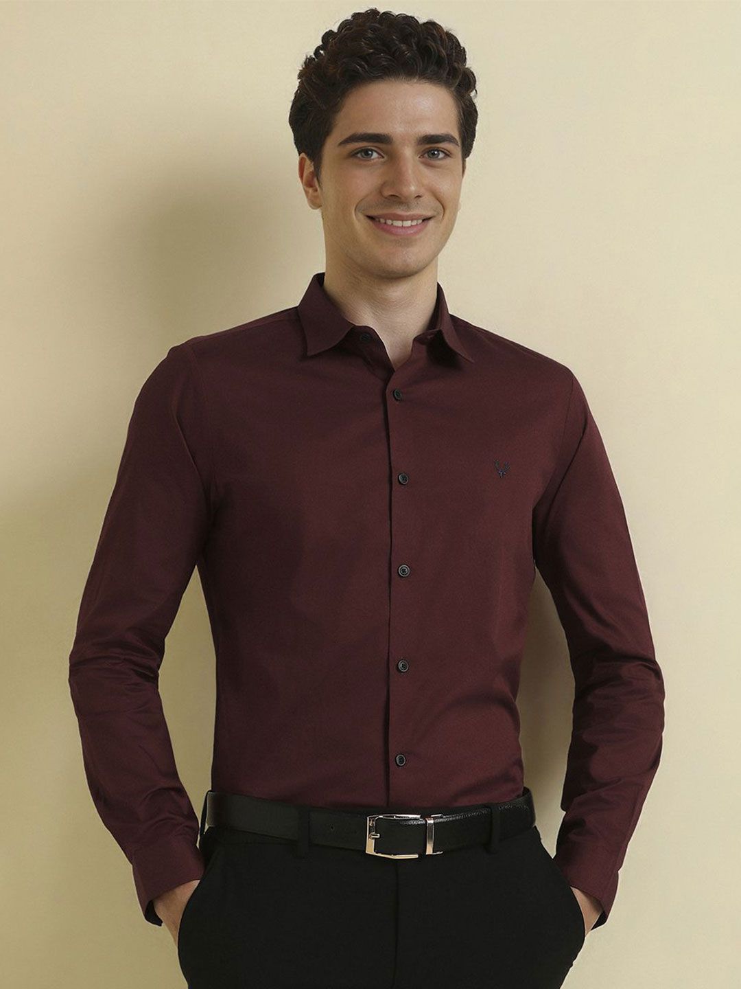 Allen Solly Men Slim Fit Spread Collar Solid Cotton Formal Shirt-picture-37