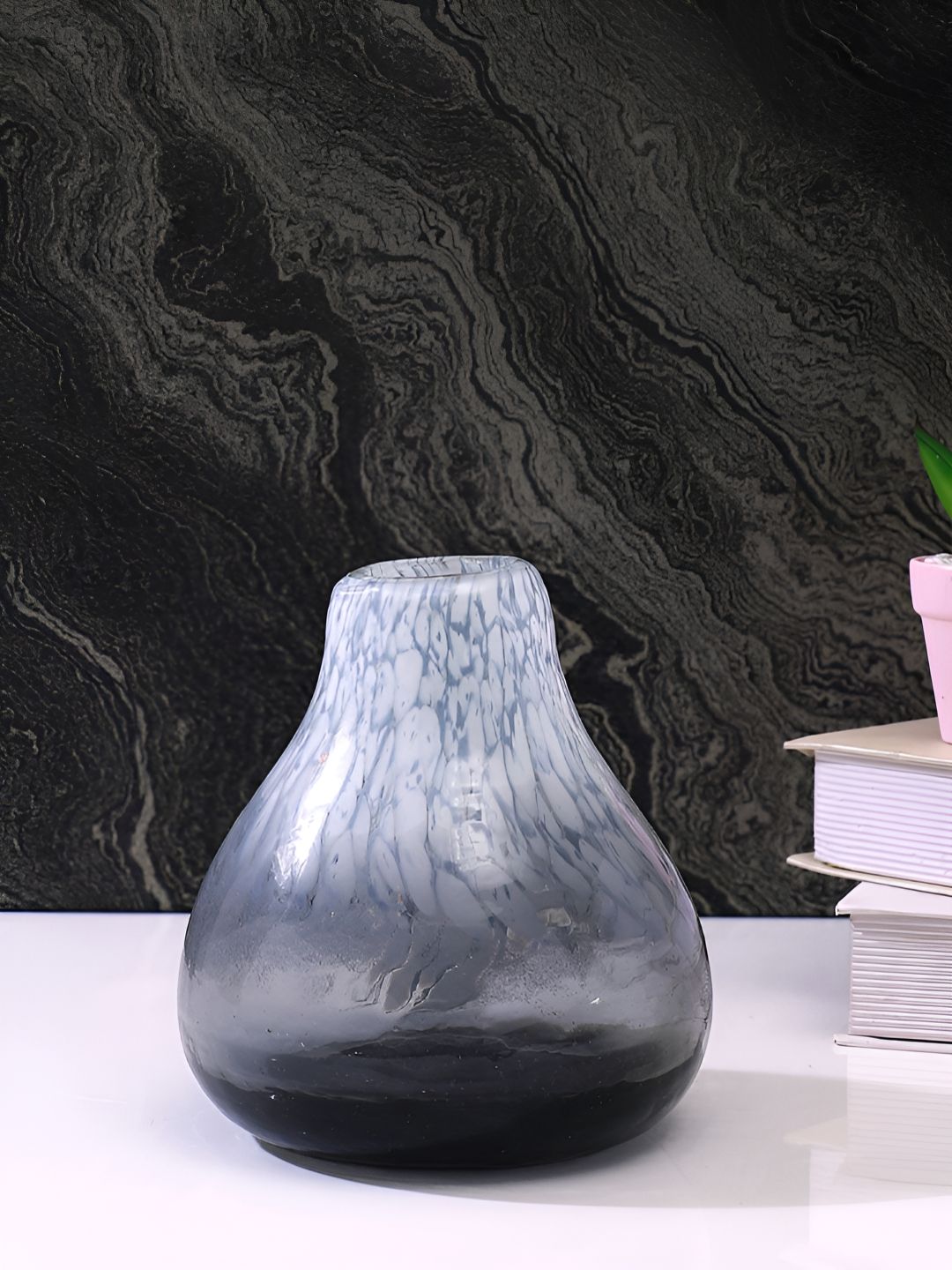 TAYHAA Blue & Grey Printed Glass FlowerVases-picture-23