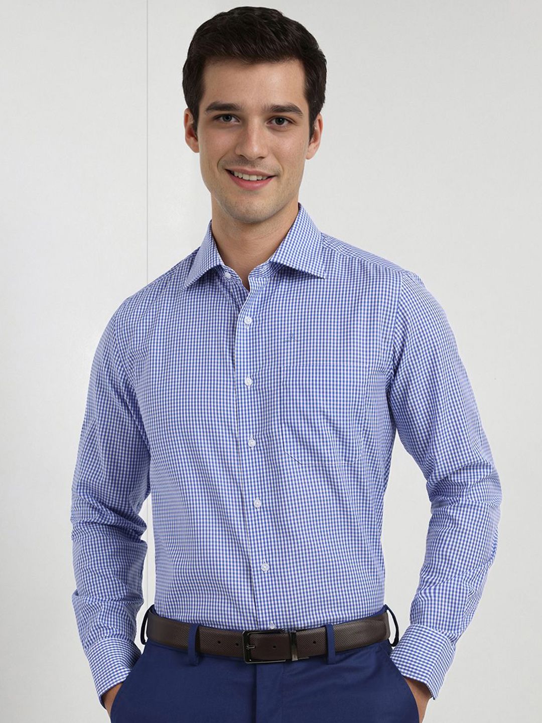 Allen Solly Sport Men Cotton Slim Fit Micro Checked Formal Shirt-picture-32