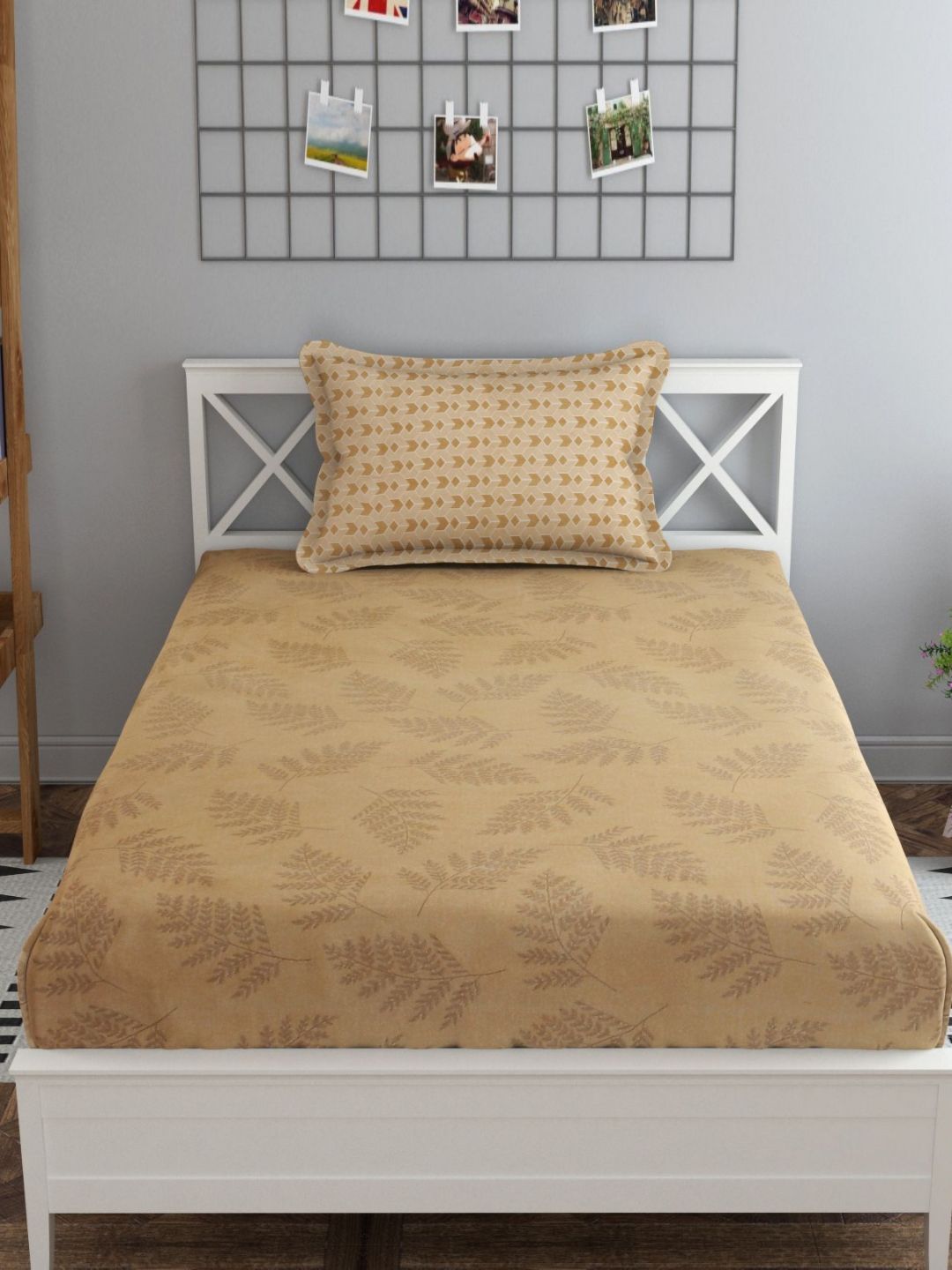 MAFATLAL Luxe-Single Brown Floral Printed Microfiber 120 TC Single Bedsheet Set-picture-13