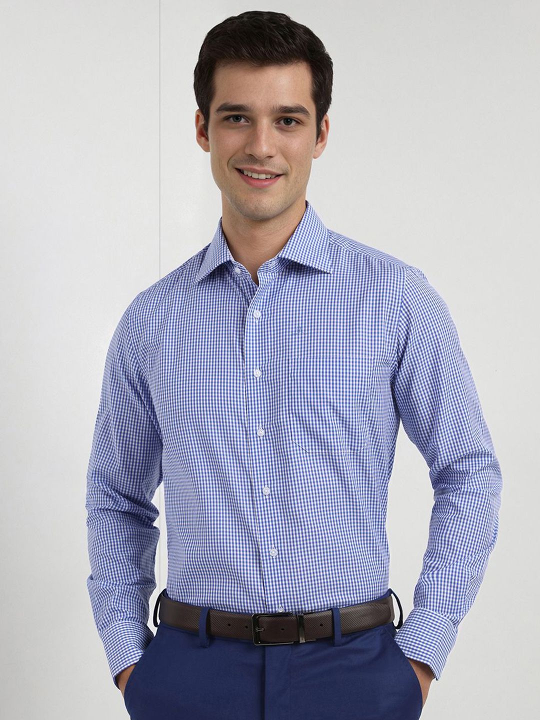 Allen Solly Sport Men Cotton Slim Fit Micro Checked Formal Shirt-picture-31