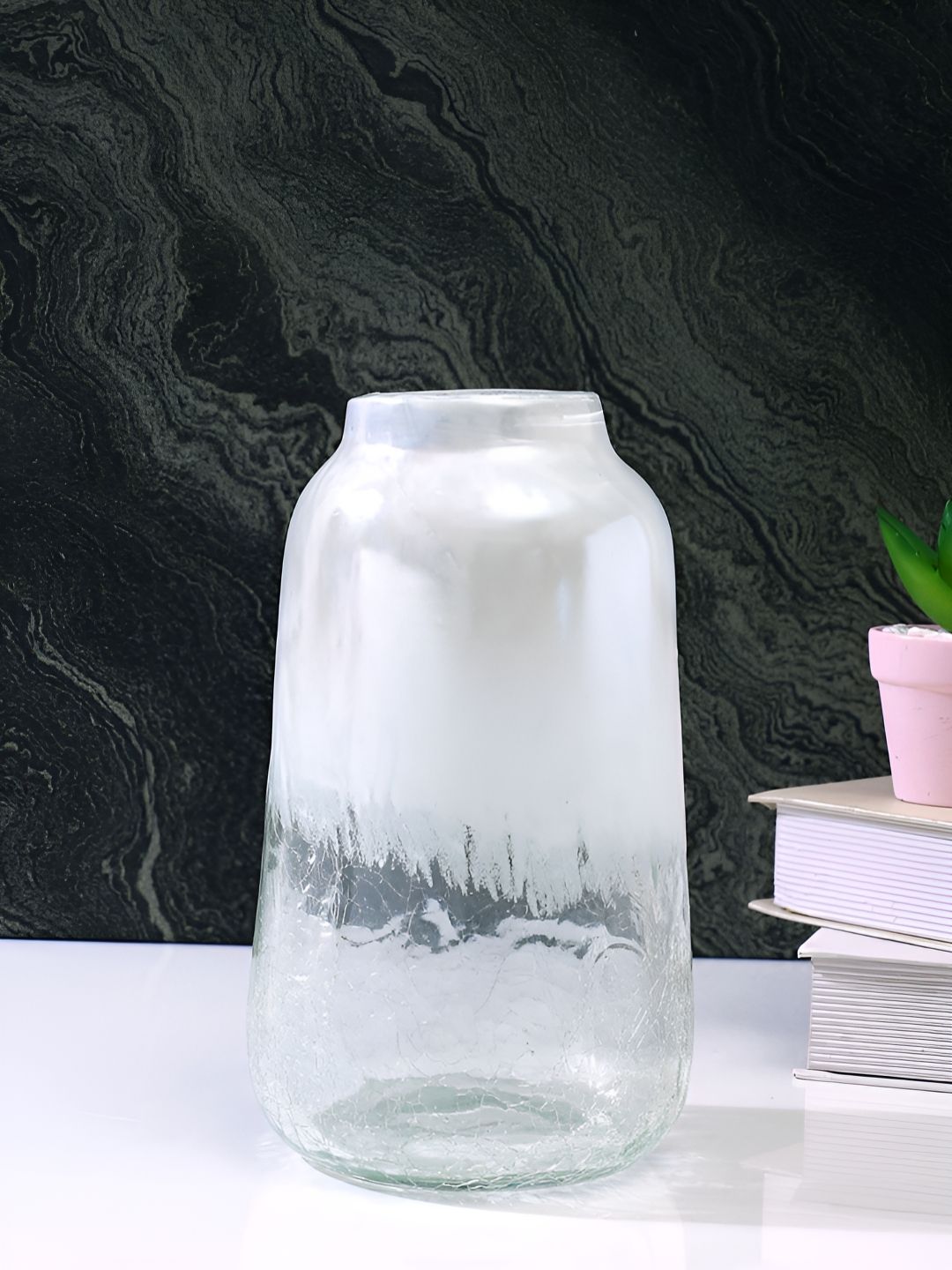 TAYHAA White Frosted Glass FlowerVases-picture-37