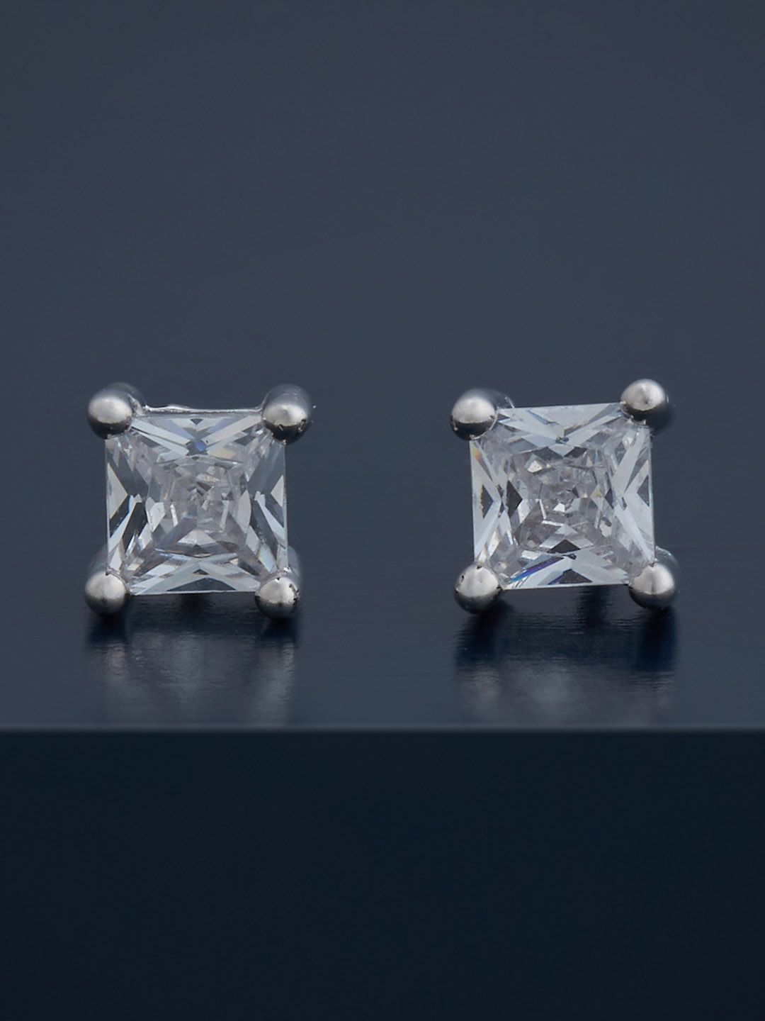 Kushal's Fashion Jewellery 92.5Silver Rhodium-Plated Square Shaped Studs-picture-15