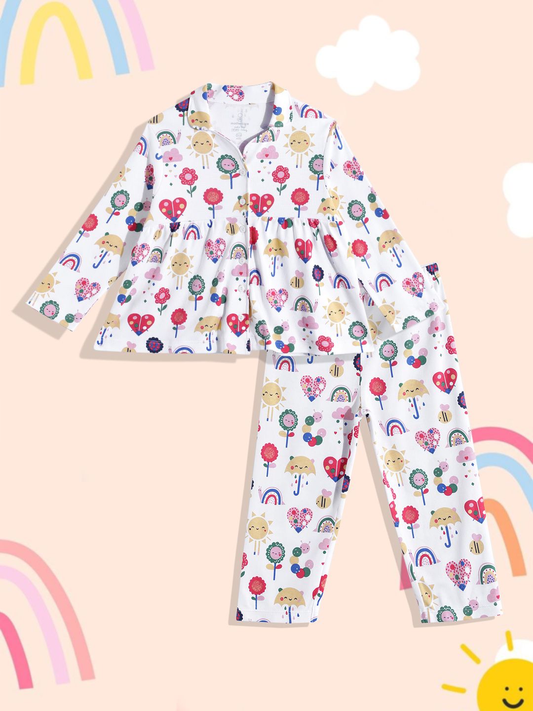 mothercare Girls Printed Pure Cotton Top with Pyjamas-picture-15