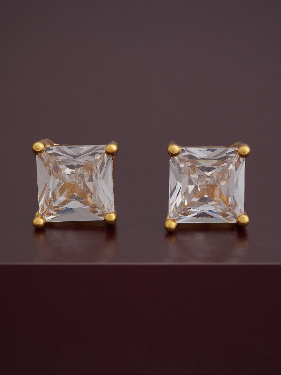 Kushal's Fashion Jewellery 92.5Silver Gold-Plated Geometric Studs Earrings-picture-18