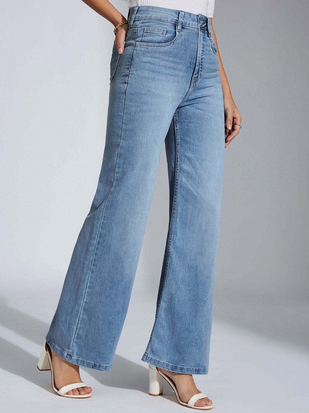 Miss Chase Women Wide Leg High-Rise Light Fade Stretchable Jeans-picture-48